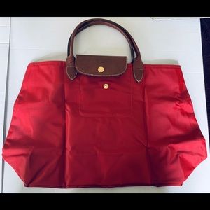 New Longchamp Le Pliage Red Nylon Bag MadeInFrance